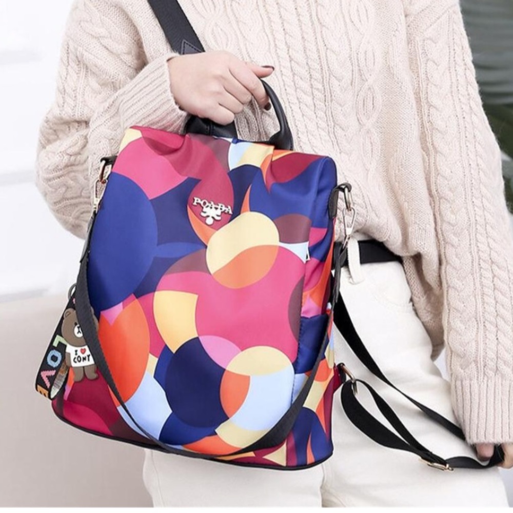 ๐Poaba Colorful Antitheft Oxford Backpack NWT ๐ - Picture 5 of 12